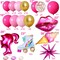 128 Pcs Pink Confetti Balloons, Huge Hot Pink Rose Gold Aluminum Foil Balloons for Girl Birthday, Baby Shower, Princess Doll Theme Party Decorations Supplies
